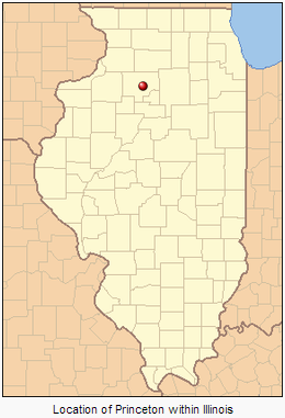 Map of Illinois showing Princeton