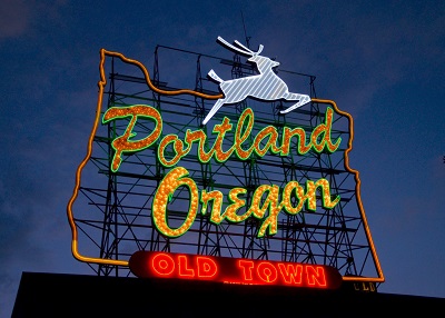 Portland White Stag sign